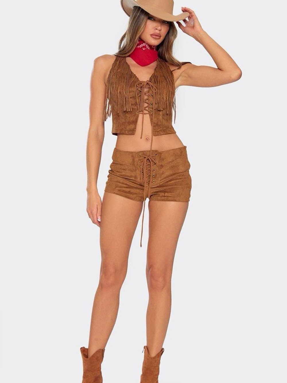 Suede lace up shorts 12